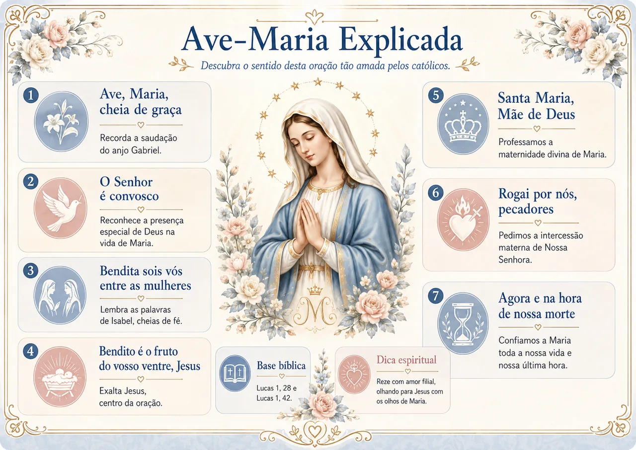 Mapa visual de Terço católico passo a passo