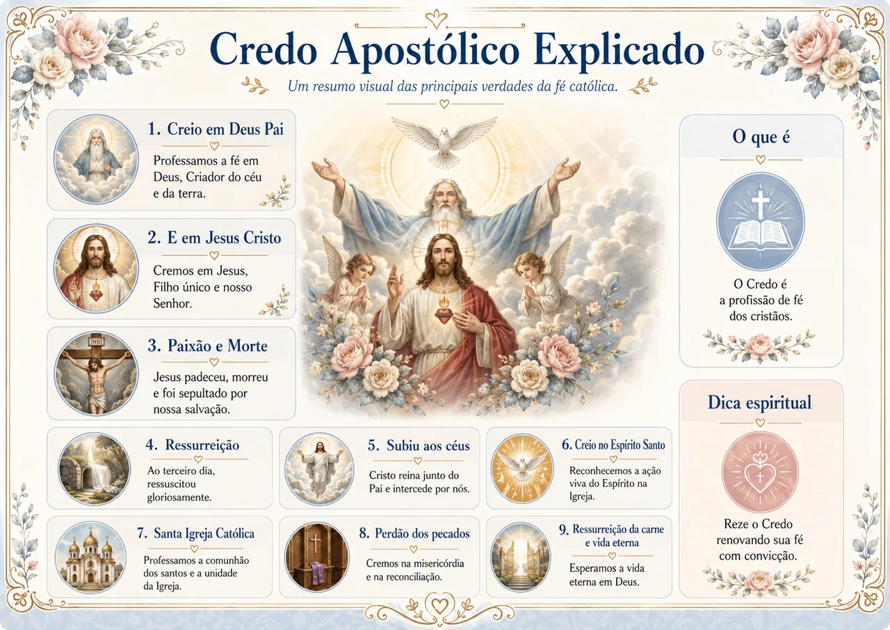 Mapa visual de Terço católico passo a passo