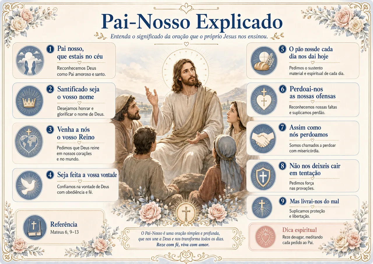 Mapa visual de Terço católico passo a passo